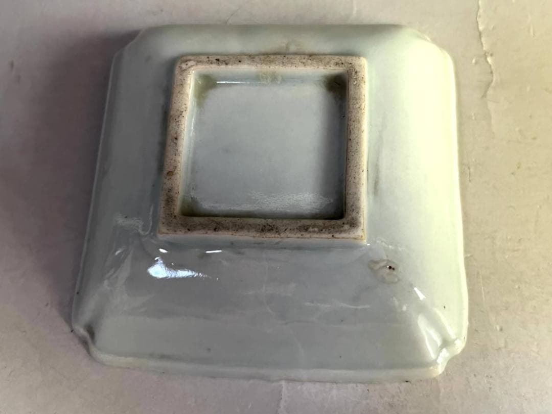 小皿■花紋四角白磁3枚 江戸期 角皿 古美術 時代物 骨董品■