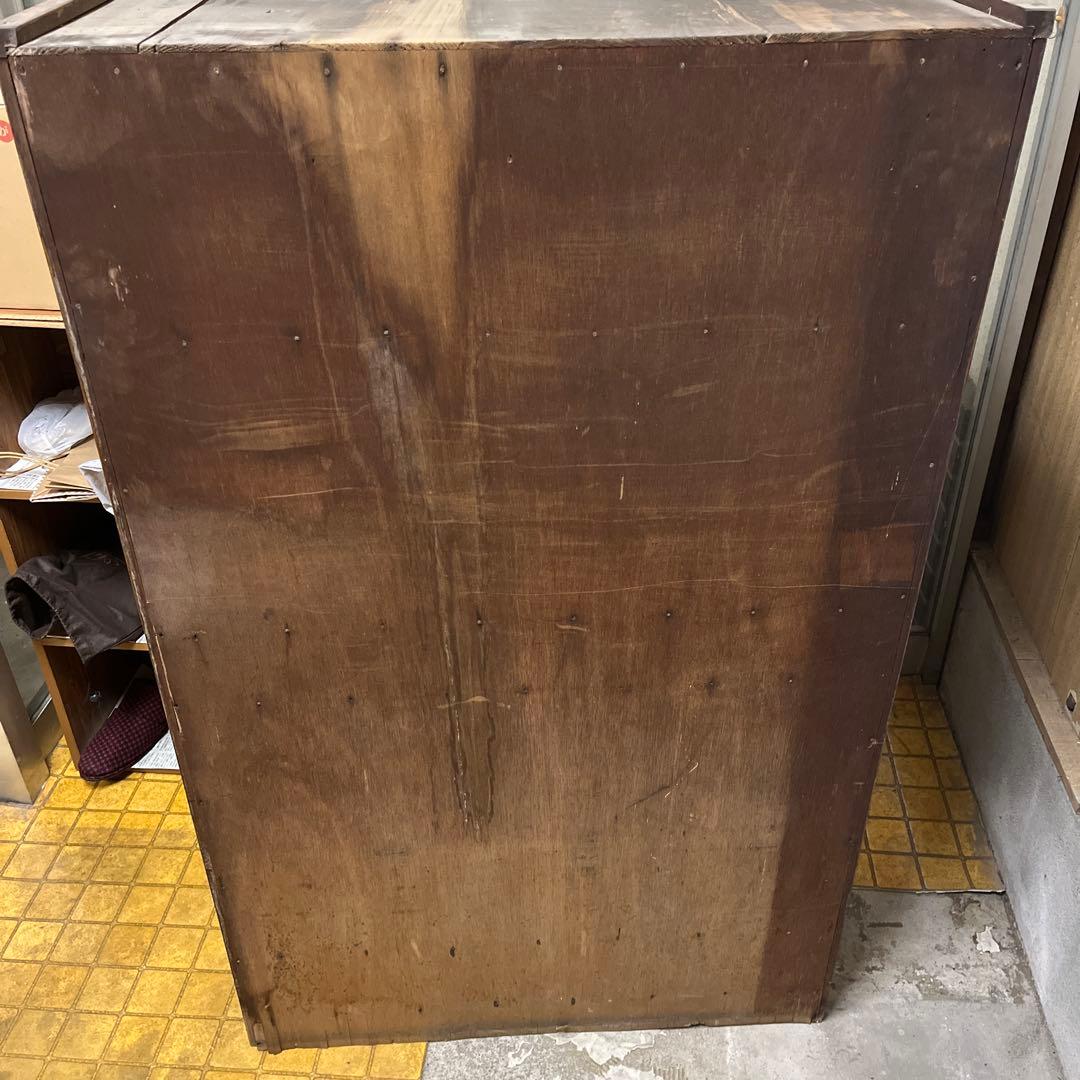 水屋箪笥 昭和初期 ガラス扉 キャビネット 引き出し三杯