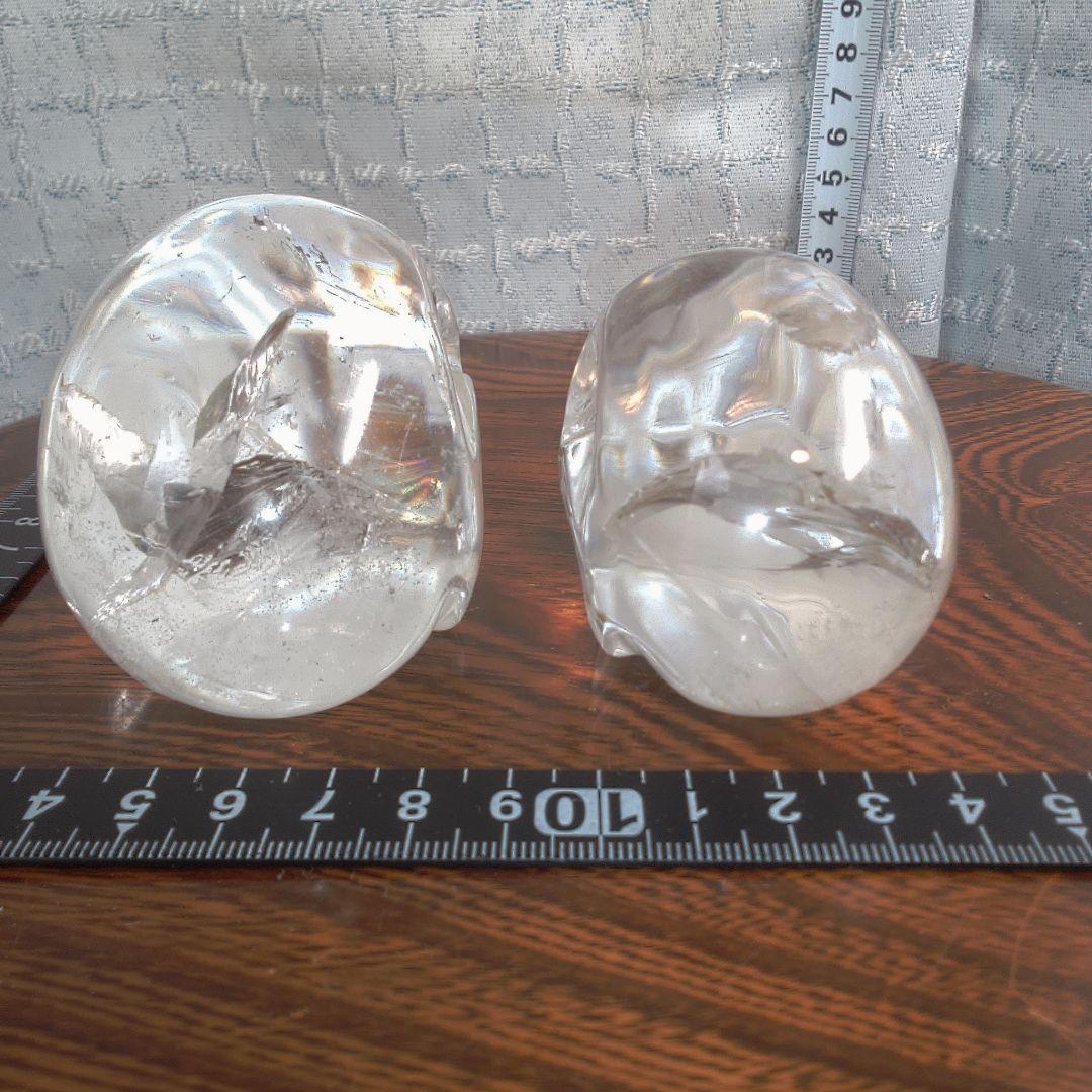 骨董５ 水晶?クリスタルガラス? スカル置物 2個セット