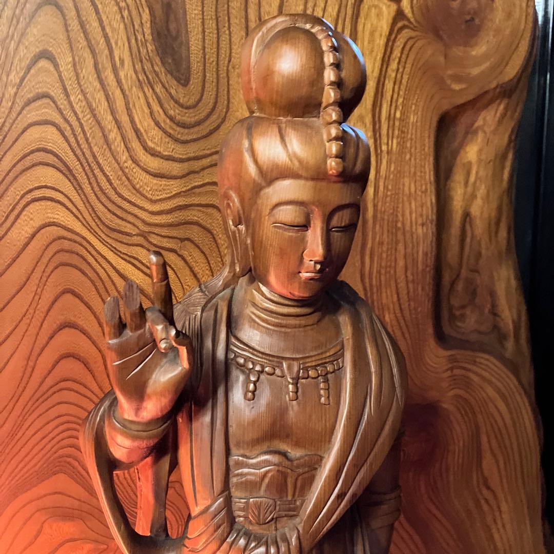 魚藍観音菩薩像 木彫 木製 仏像 仏教 置物