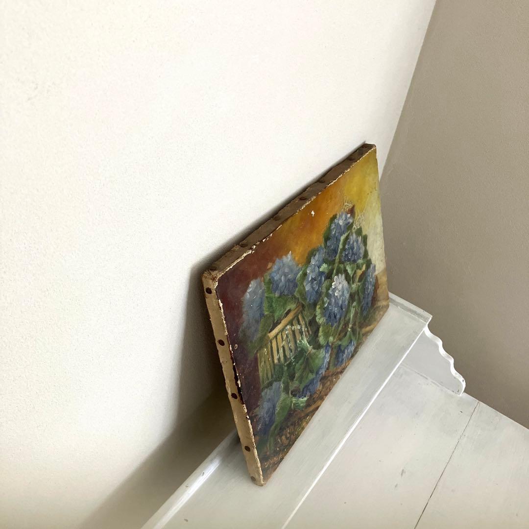 フランスアンティーク　スミレの古い油絵