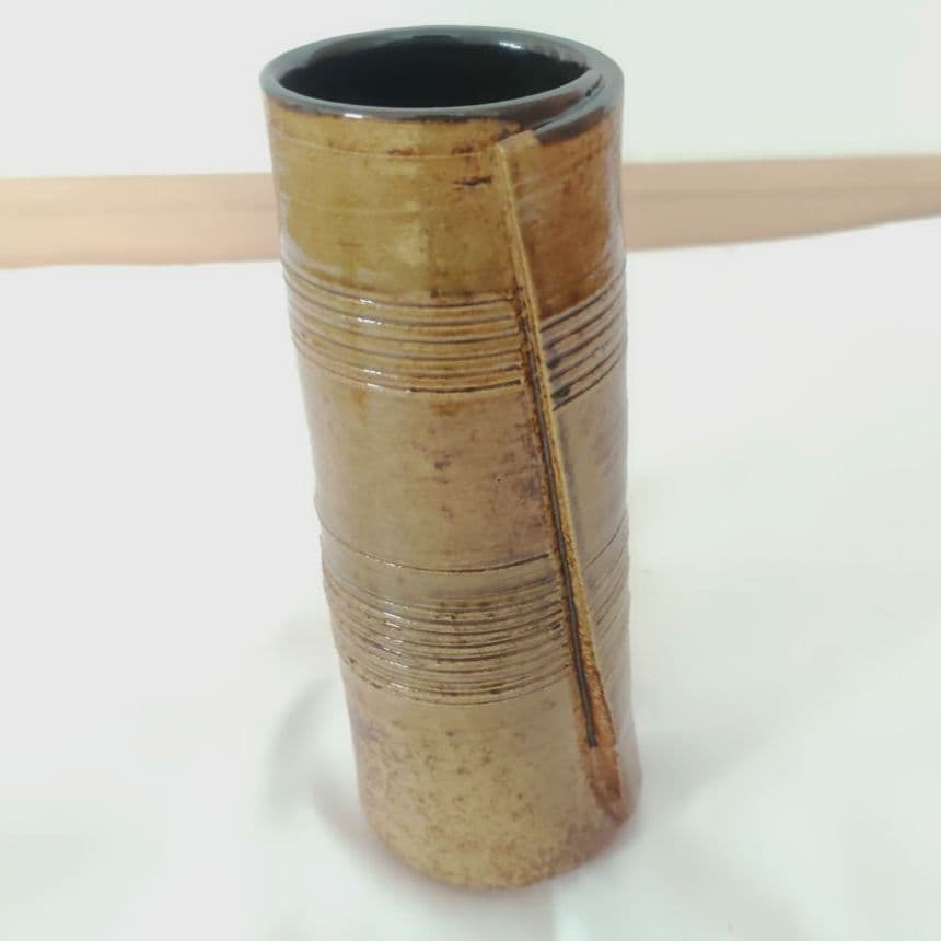 美濃焼　百窯　安藤百利行　花瓶　セット　高さ22cm　箱、由緒書付