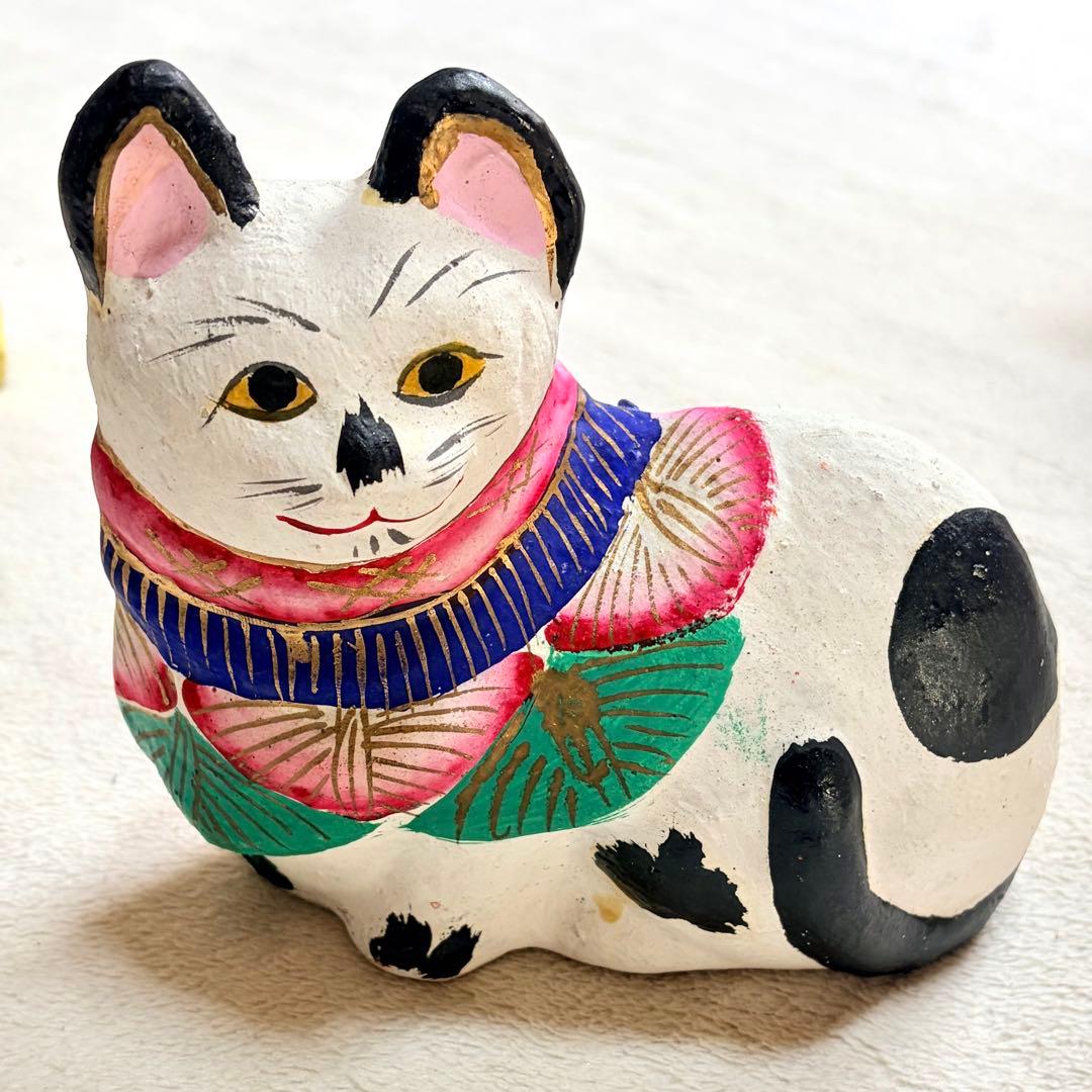 岡山県　郷土玩具　久米人形　大猫　岸川工芸　泥人形