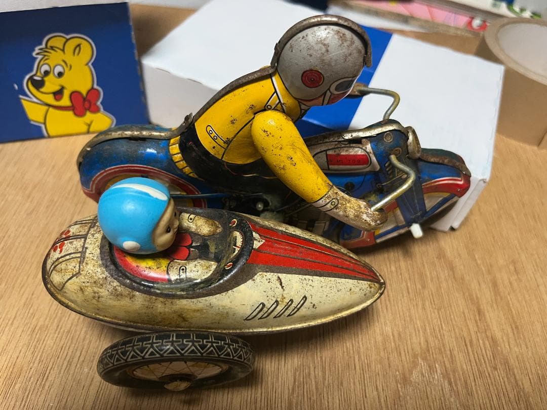 【初版】1960年代　ブリキサイドカー　動作確認済【キカイダー流用】