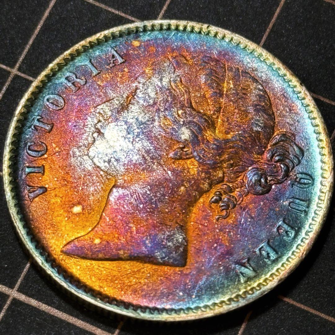 イギリス領インド 東インド会社 1840年 ビクトリア女王 1ルピー銀貨 未使用