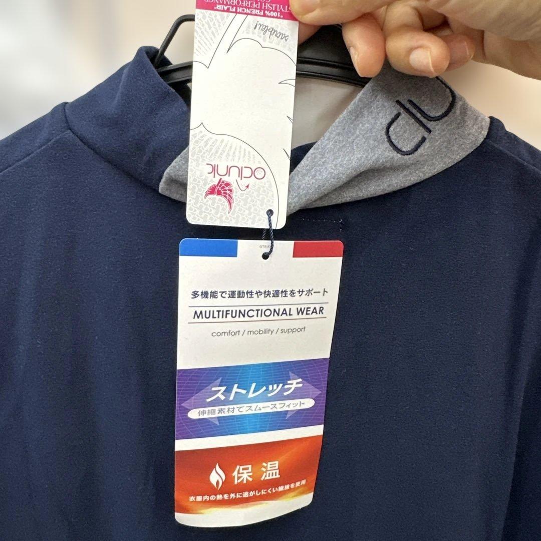 clunic V字切替長袖シャツ ネイビー