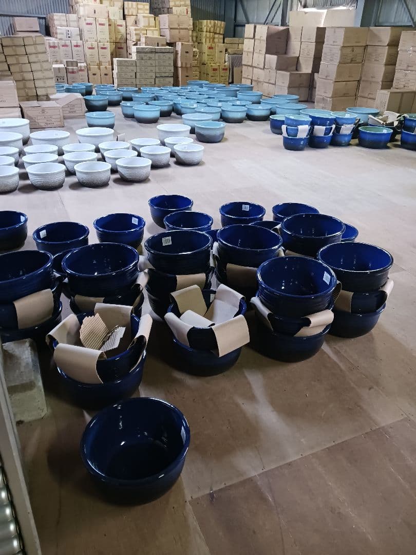 新品　∅50　陶器睡蓮鉢　特大　メダカ鉢　難有　エメラルドグリーン　緑黒　LBK