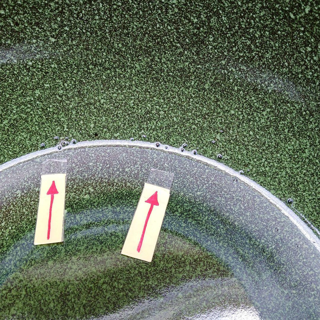 新品　∅50　陶器睡蓮鉢　特大　メダカ鉢　難有　エメラルドグリーン　緑黒　LBK