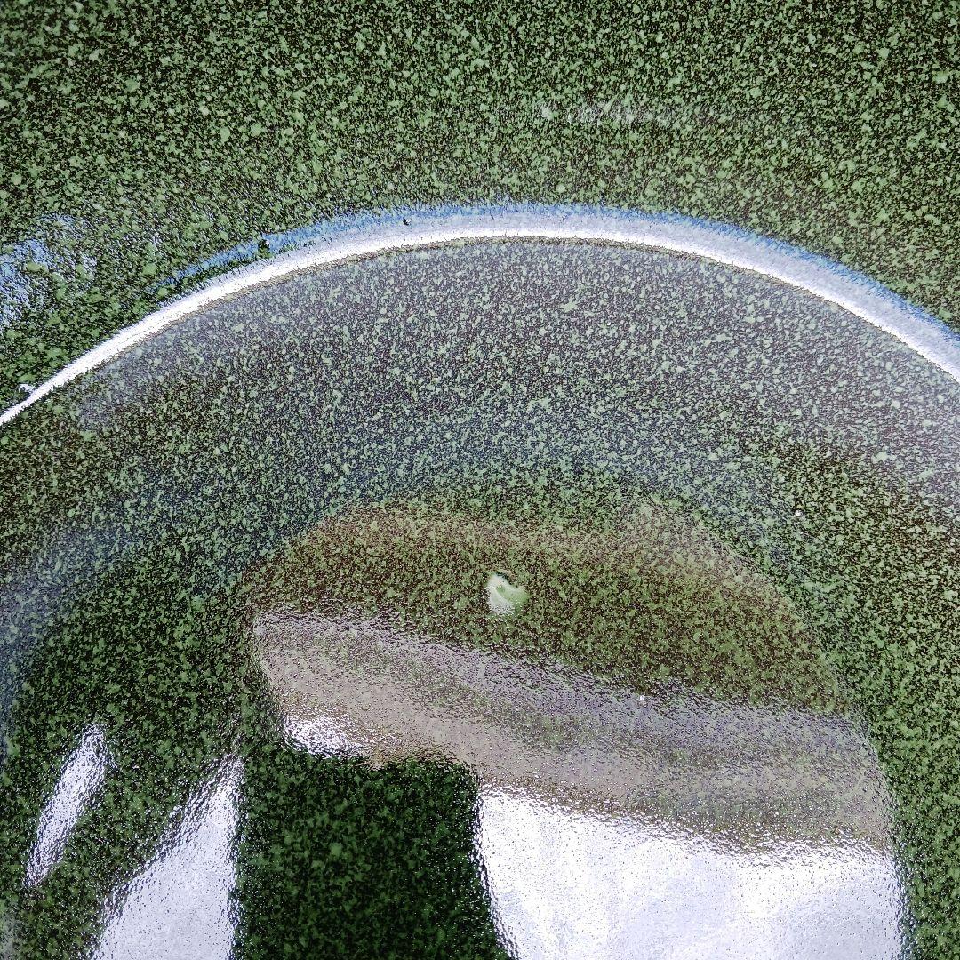 新品　∅50　陶器睡蓮鉢　特大　メダカ鉢　難有　エメラルドグリーン　緑黒　LBK