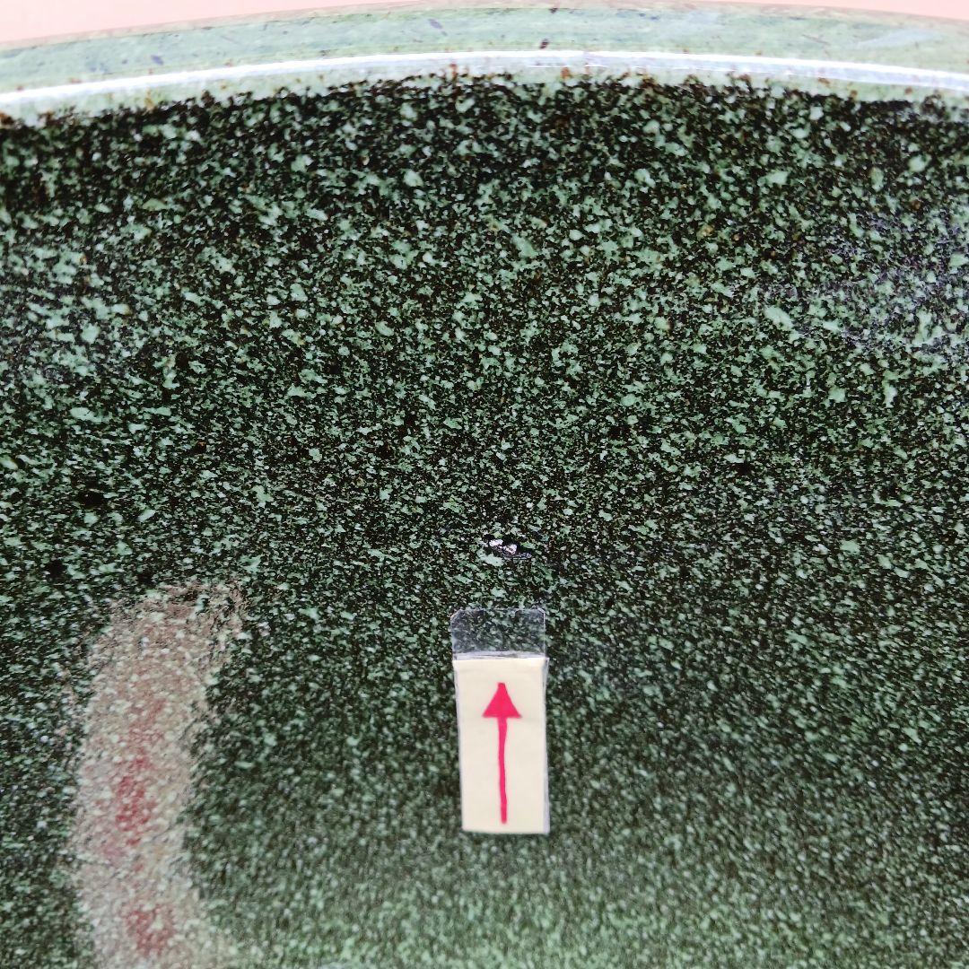 新品　∅50　陶器睡蓮鉢　特大　メダカ鉢　難有　エメラルドグリーン　緑黒　LBK