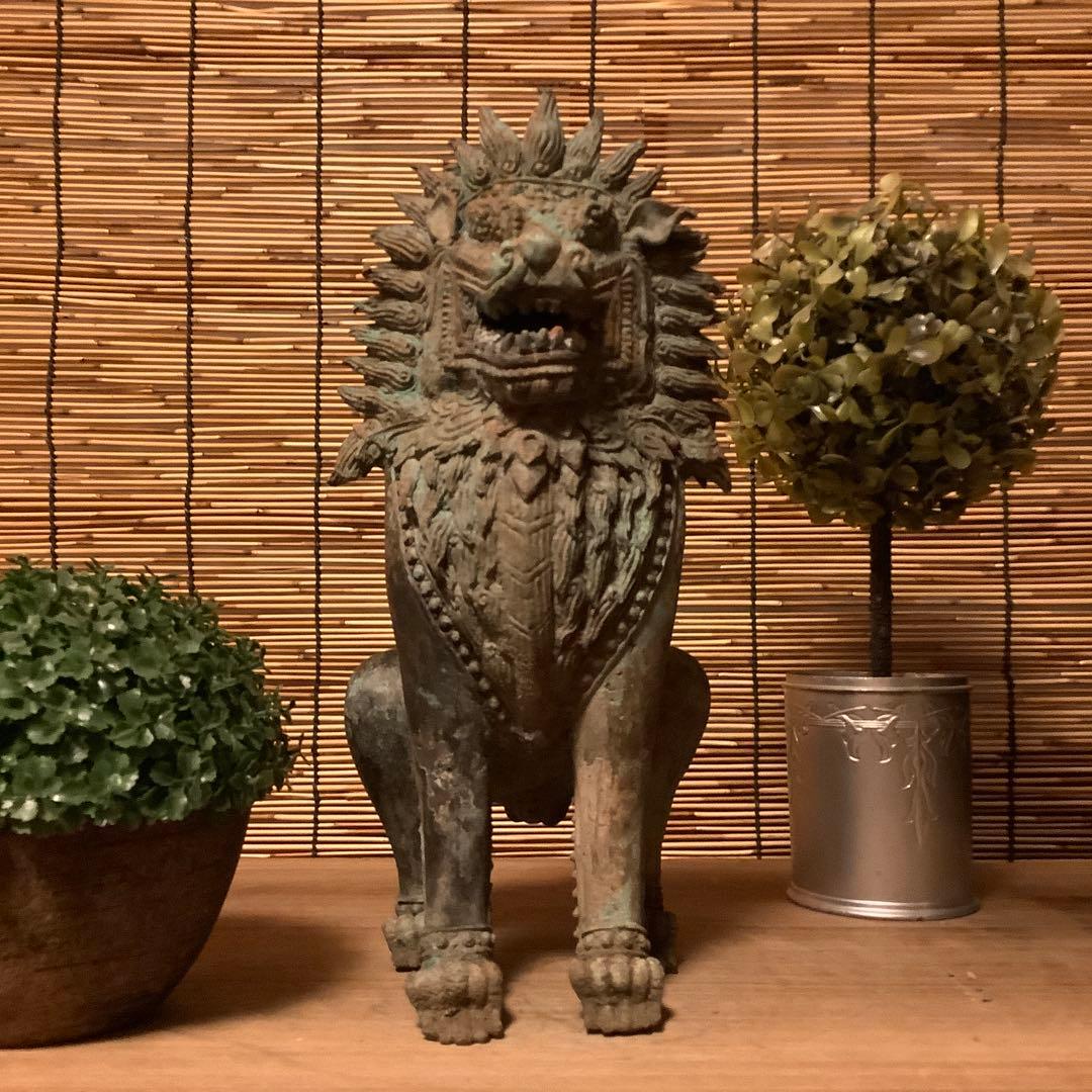 中国唐代「聖獣・唐獅子」神獣・霊獣・魔除け・守護・初唐様式・青銅・出土発掘