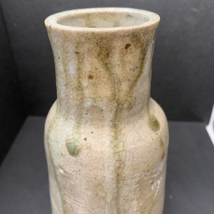 唐津焼　花入　花瓶　オブジェ　朝鮮唐津　唐津　流釉　時代　癒しグッズ