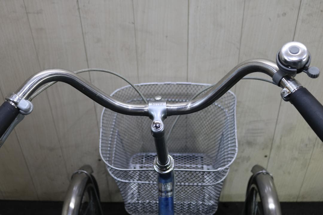 青い三輪シティサイクル 前カゴ付き