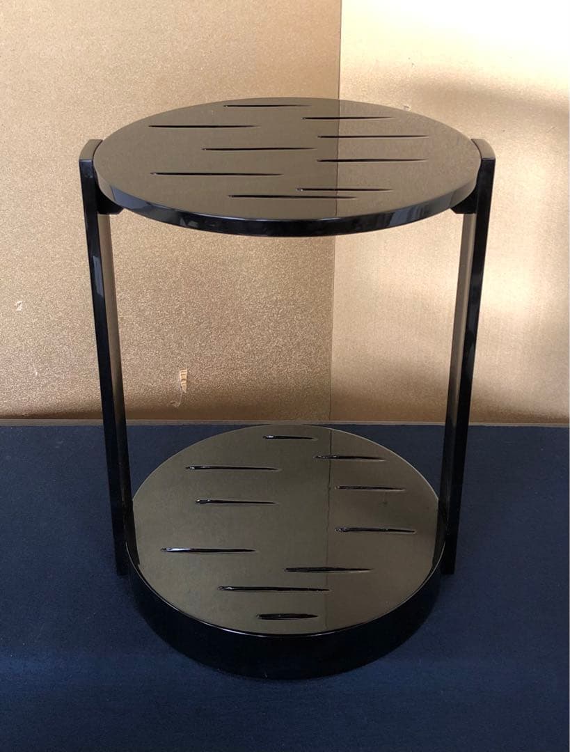 《R》茶道具 輪島塗 黒真塗 丸卓 光栄堂作 共箱　260109き2