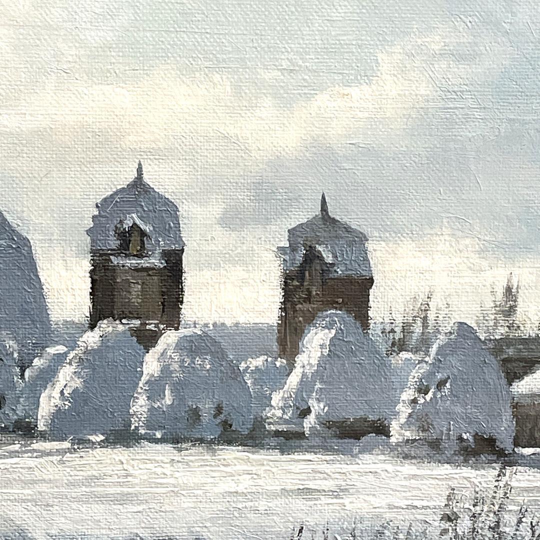 真作保証 清水弘哉『札幌郊外・冬景色』肉筆 大判 18号 油彩画 48万円