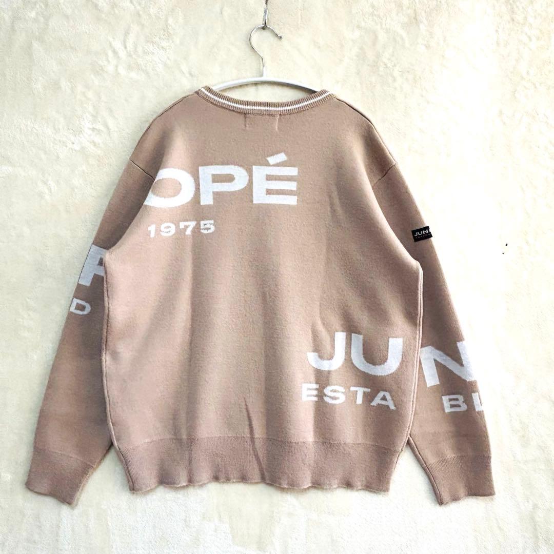 JUN&ROPE ロゴジャガードニット L ベージュ
