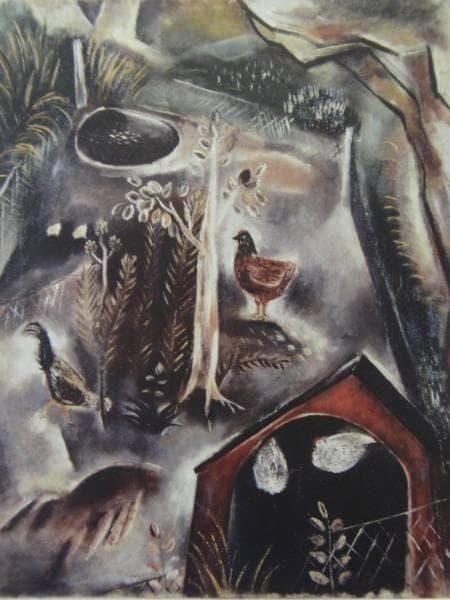 国吉康雄、鶏小屋、希少画集画、新品高級額、額装付、状態良好