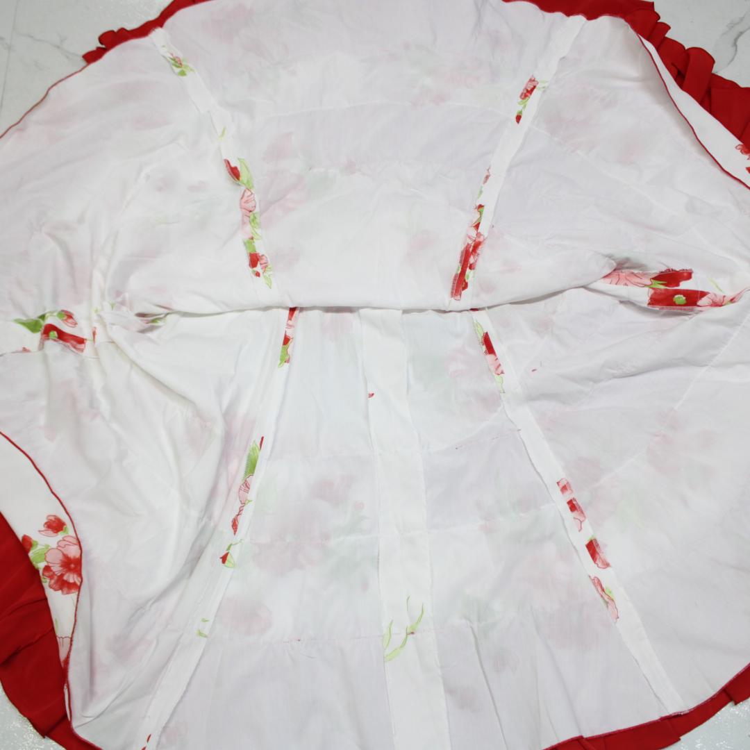 【フラメンコ衣装】ホワイト×豪華ボランテ 上下セット ツーピース セットアップ