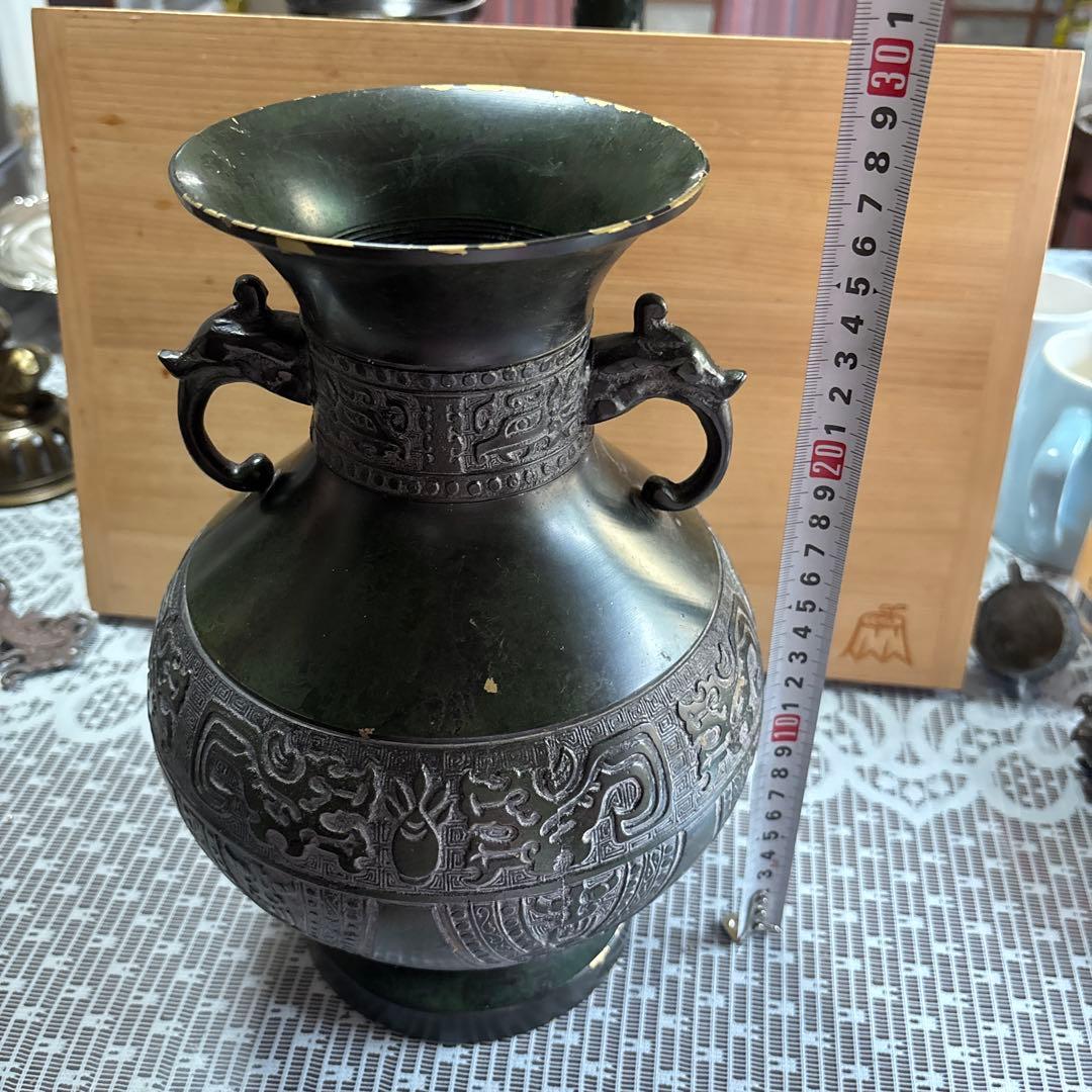 古美術 骨董 青銅花瓶 花瓶 花器｜銅器 碧嶺｜