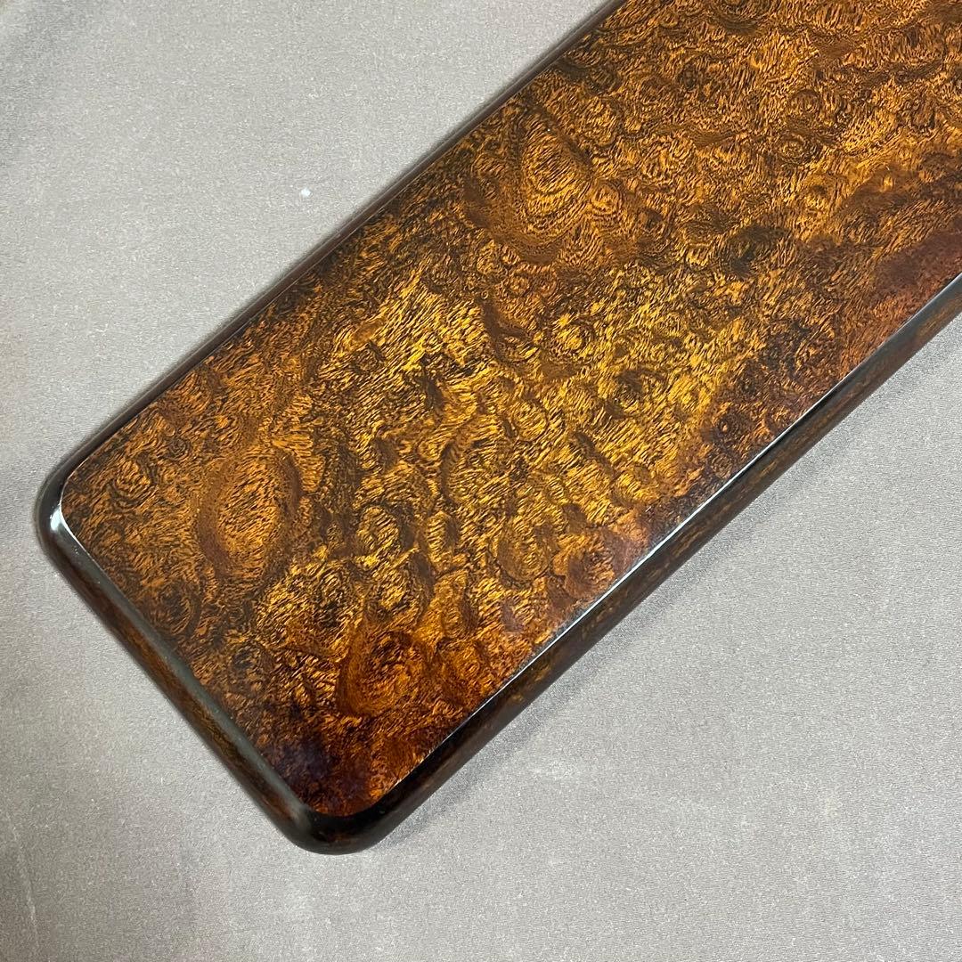 欅杢拭漆一文字盆　トレー　　366mm×118mm×16mm　 №9204