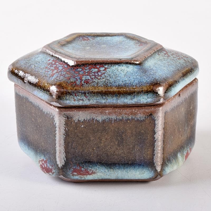 茶道具　河井貫次郎作　呉洲　八角盒子　香合　共箱　M　R8046