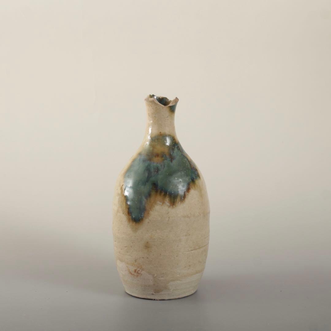 織部 黄瀬戸 美濃 緑釉掛け 徳利 古美術 古道具 酒器 アンティーク