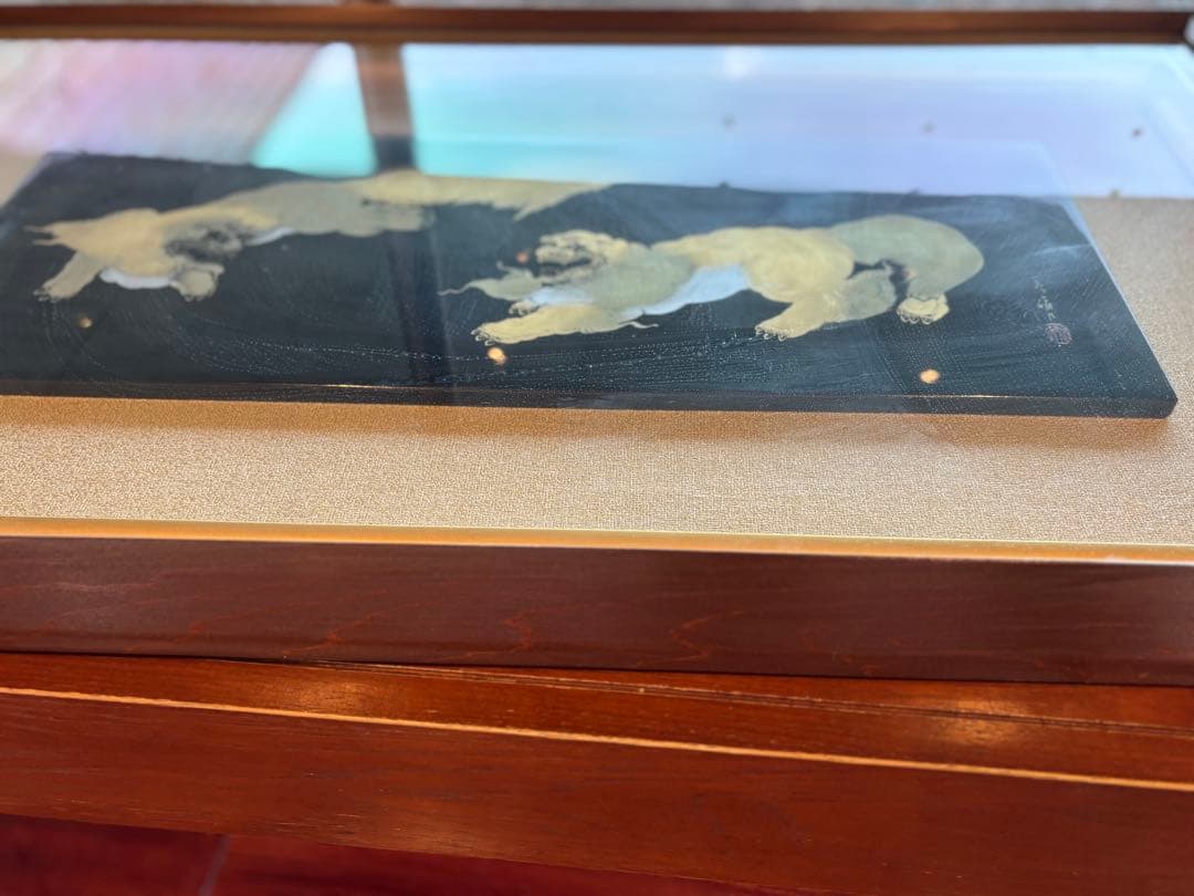 大人気　79cm 金彩 獅子　狛犬　縁起物 開運 福寿 額縁　輪島塗　沈金