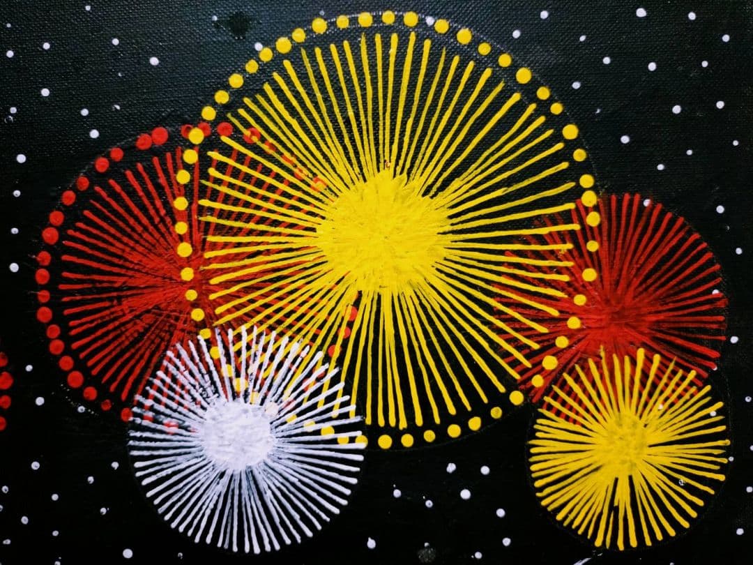 【F6号】山下清【長岡の花火】手描き/表裏サイン・共シール有り/油彩/油絵/額縁