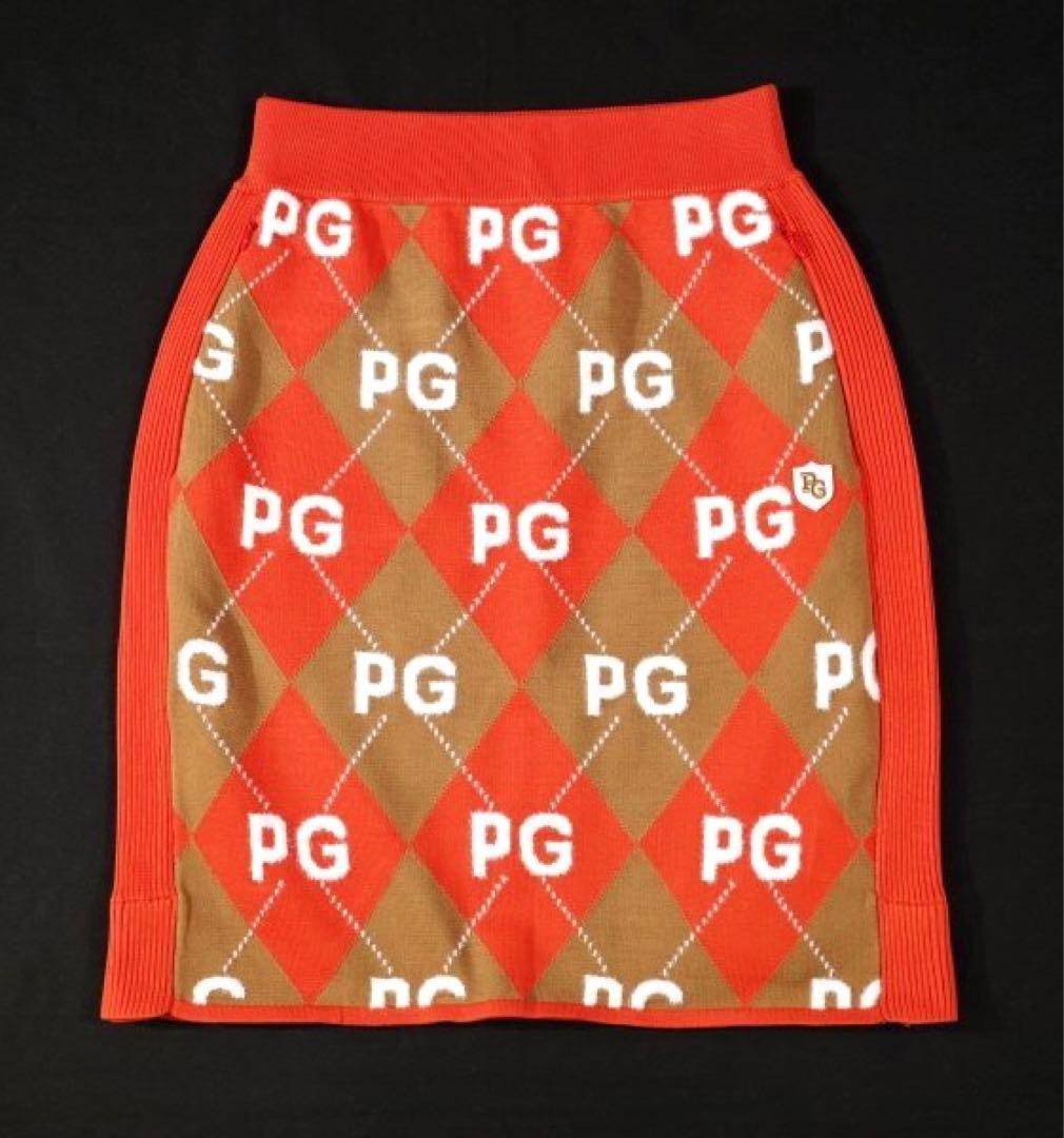 【PEARLY GATES】秋冬 アーガイル ニット ひざ丈スカート・1番M