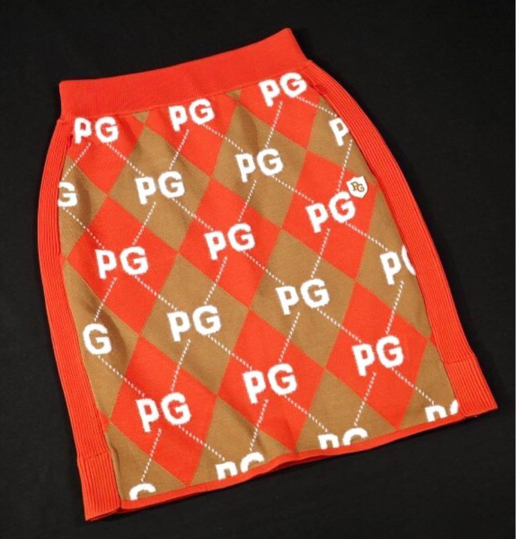 【PEARLY GATES】秋冬 アーガイル ニット ひざ丈スカート・1番M