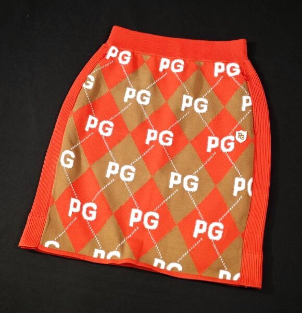 【PEARLY GATES】秋冬 アーガイル ニット ひざ丈スカート・1番M