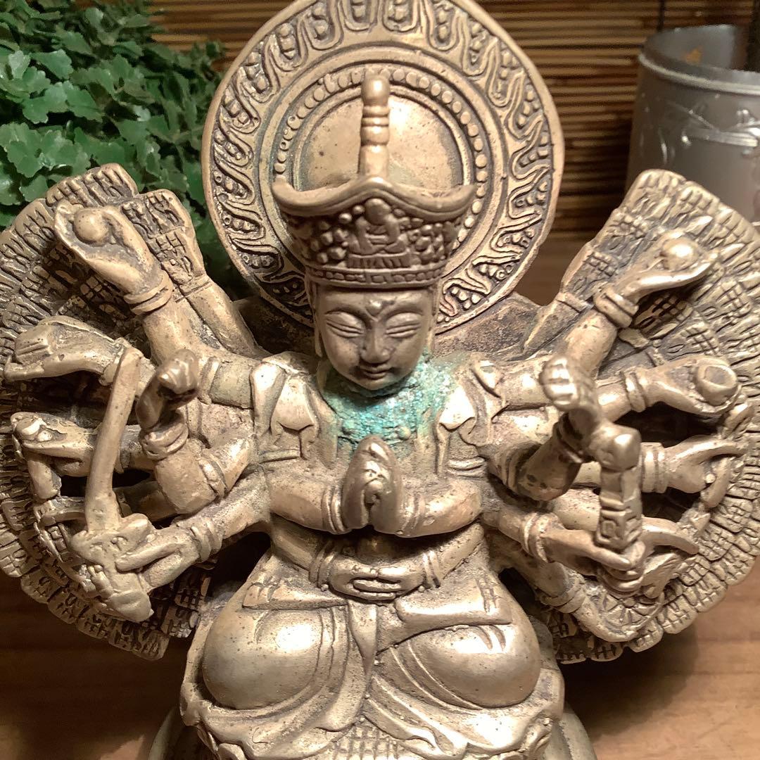 中国・明代「千手観自在菩薩」唐物・六観音一尊・心密言念誦儀軌経・千の御利益・白銅