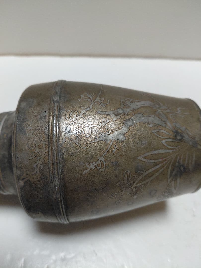 古錫　明治42年茶壺サツマ福永作　14センチ