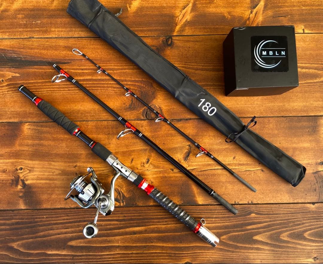 新品未使用　ジギングセット　船釣り　3ピースパックロッド　スロージギング　レッド