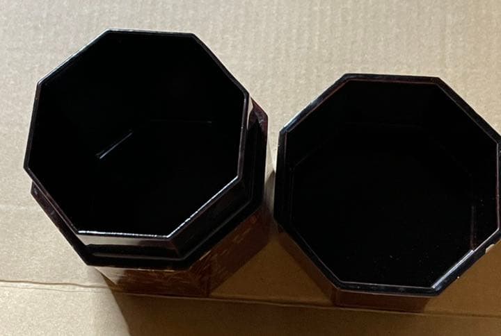 中村宗悦　萩に雁　紅溜塗　八角形