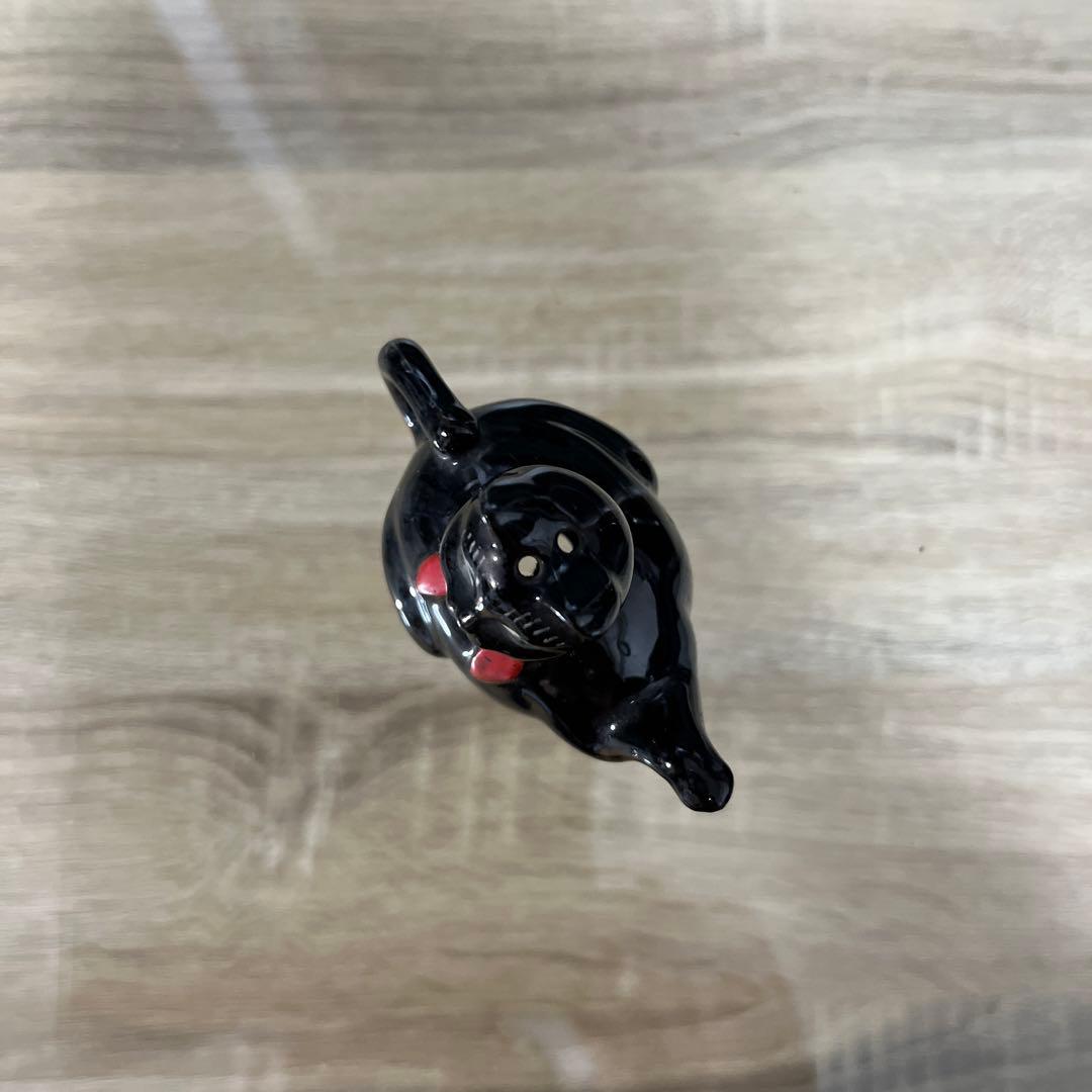 骨董　瀬戸　輸出用　希少　黒猫　招き猫　象コラボ　ティーポット　オブジェ　縁起物