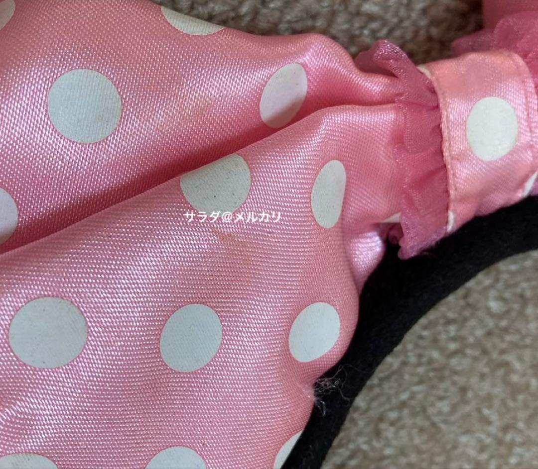 ディズニー　レア　 ミニー　カチューシャ　イヤリング　ピンク　白　水玉　リボン