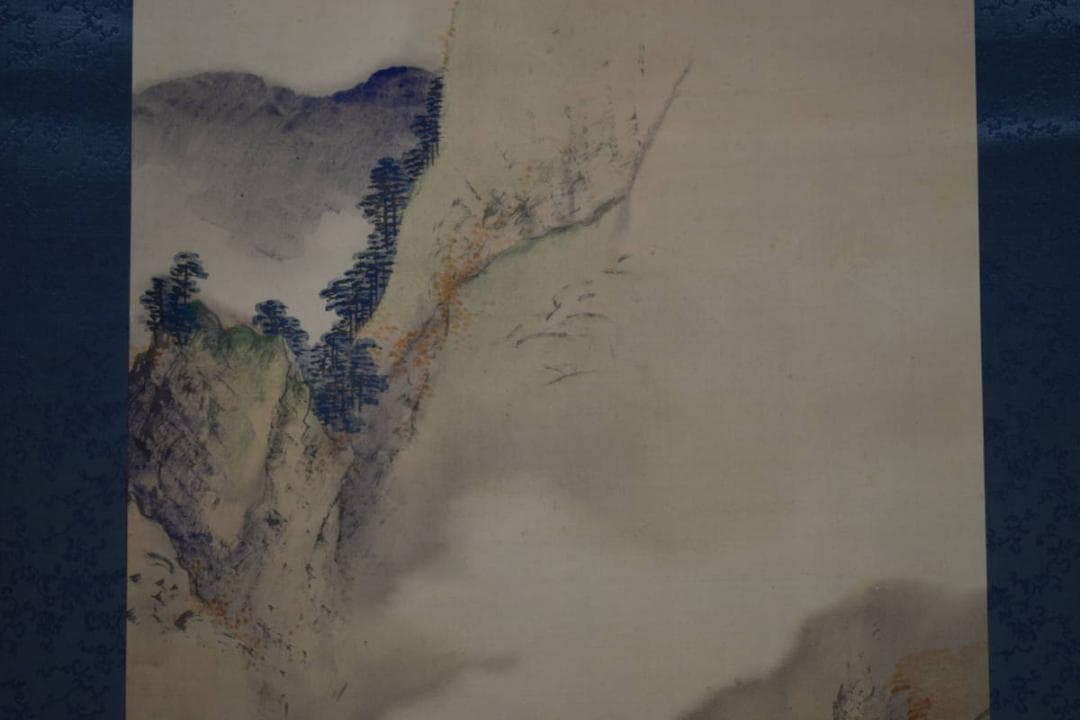 真作/金井廣彰/秋景山水図/布袋屋掛軸HG-532