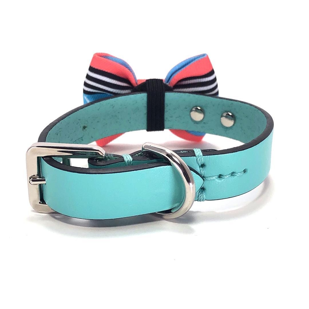 【美品・箱付き】ティファニー／ペット用 アクセサリー レザー 首輪 リボン