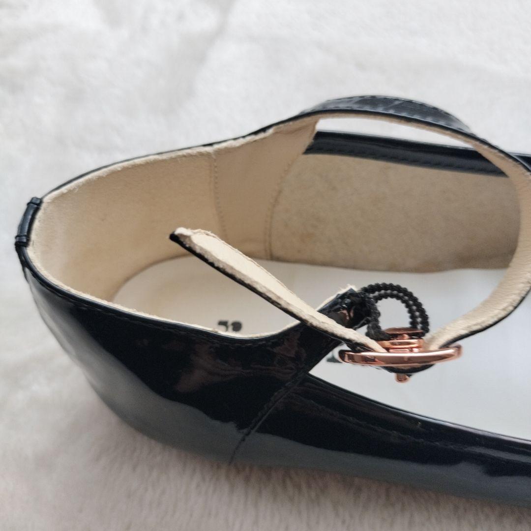 レペット　エナメル　フラットシューズ　ブラック　ベルト　サイズ38 ゴールド金具