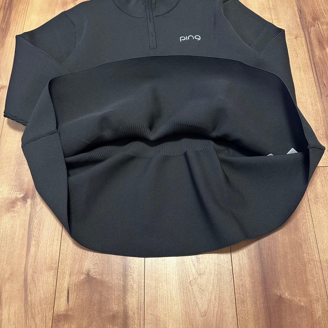 ping 長袖　ペプラム　ハイネック　セーター　春秋　ブラック　ゴルフウェア