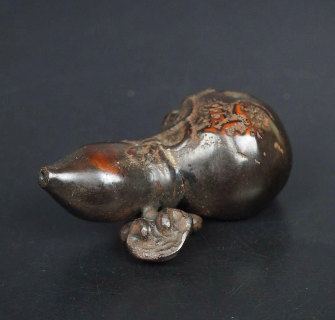 いづみ　送料無料　時代物　瓢箪霊芝古銅水滴