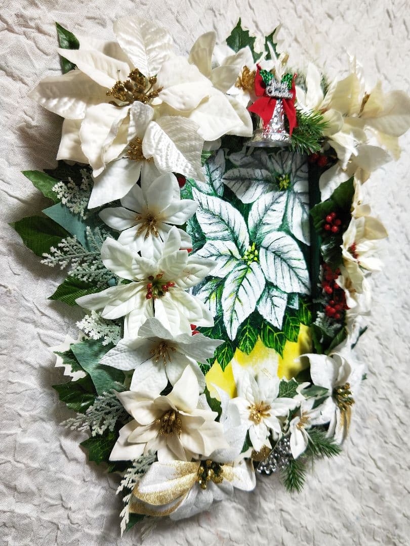 油絵 絵画 【白いポインセチア】