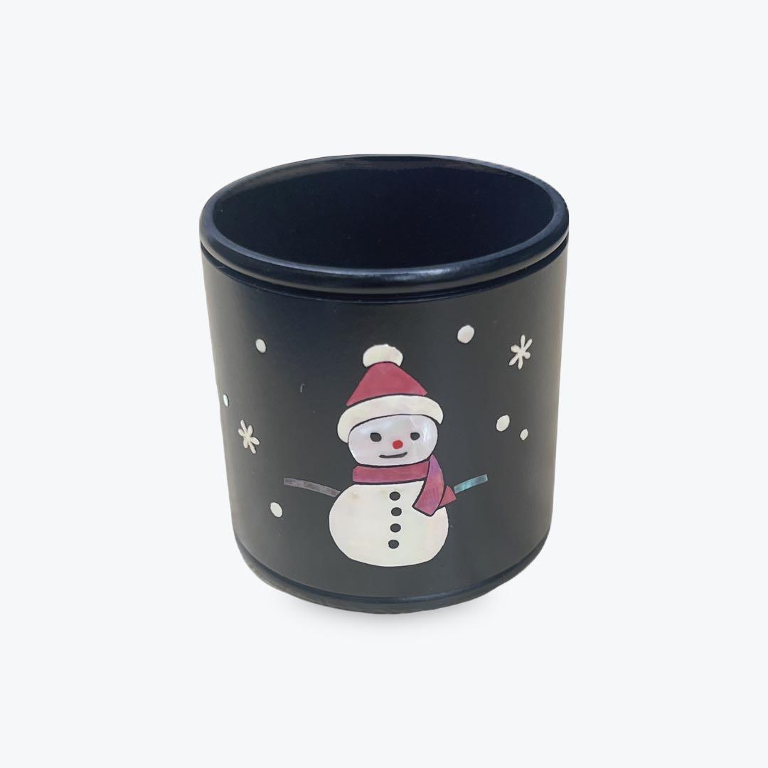 唐銅蓋置　金谷宗林　筒形螺細雪だるま　茶道具