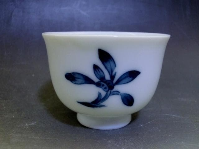 煎茶碗■10客 青絵 染付唐草紋 煎茶器 湯呑み 猪口 小碗 お茶道具 骨董品■