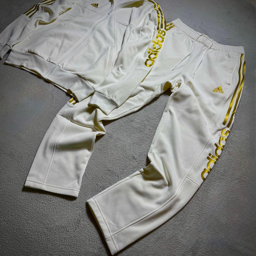 【2XLサイズ】adidas上下セットアップ　白金　定価17,600円　裏起毛