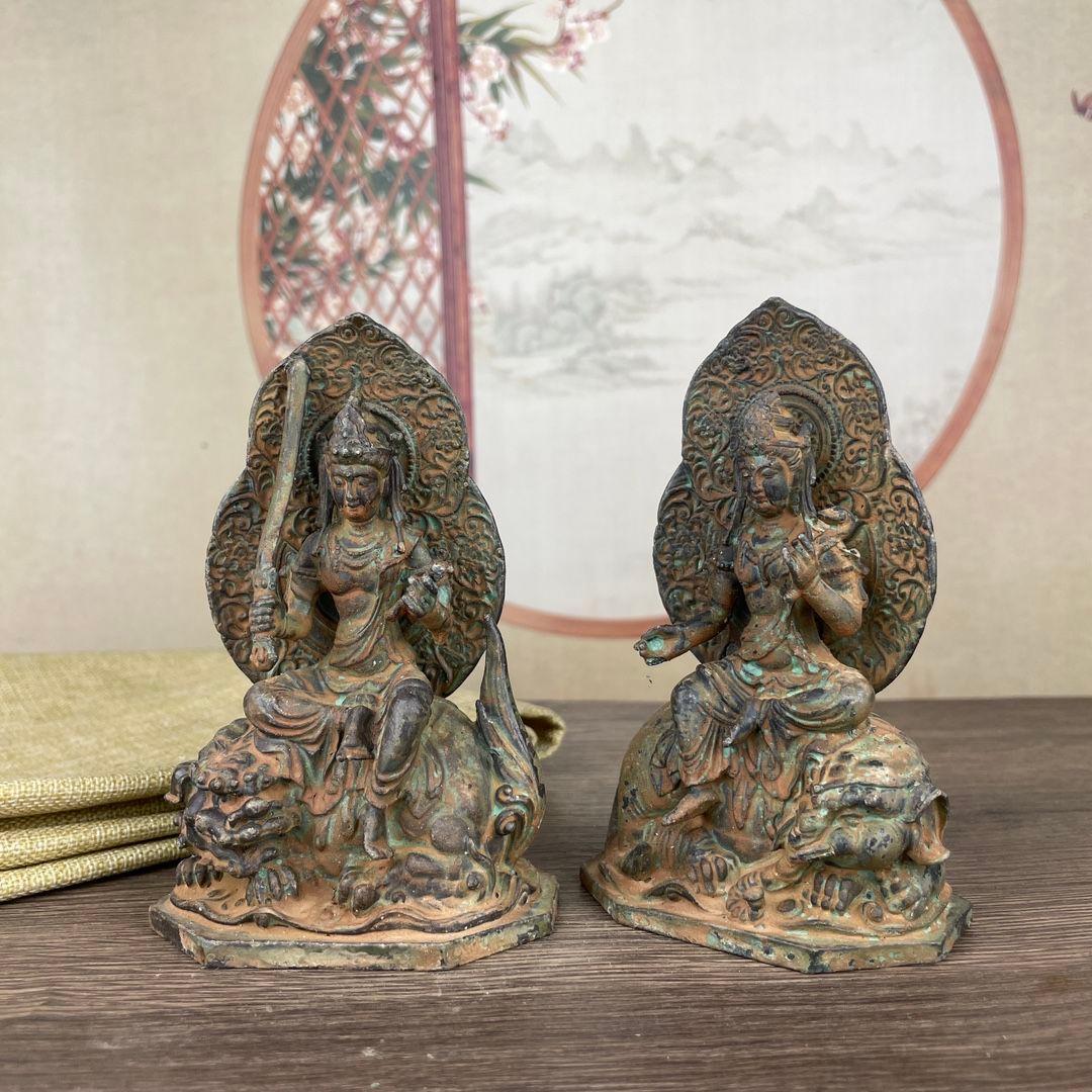 仏教美術 仏像 文殊普賢菩薩 仏堂奉納 仏像 招財 開運 風水 工芸品 置物