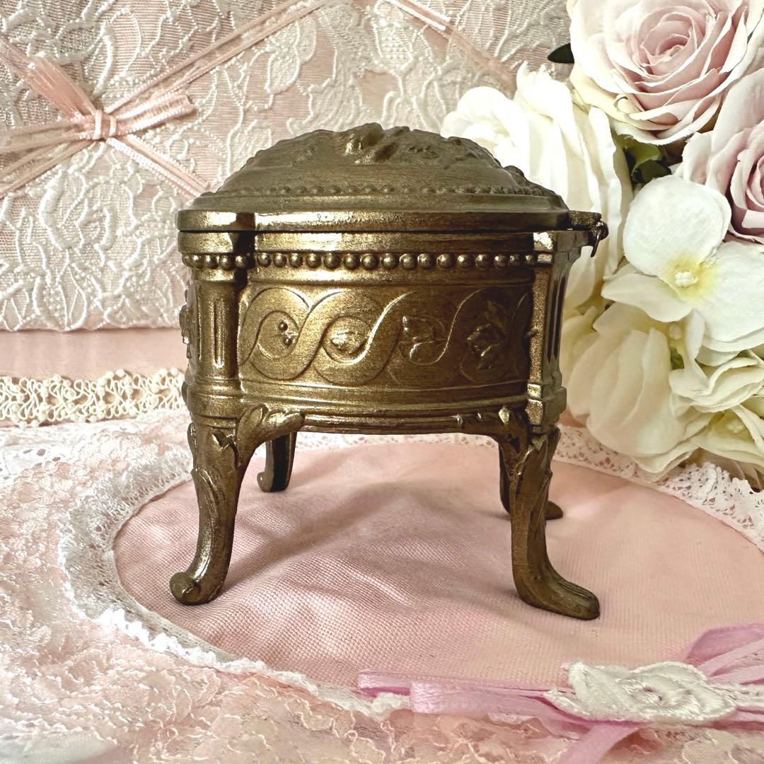アンティーク ブロンズ製 薔薇モチーフジュエリーBOX
