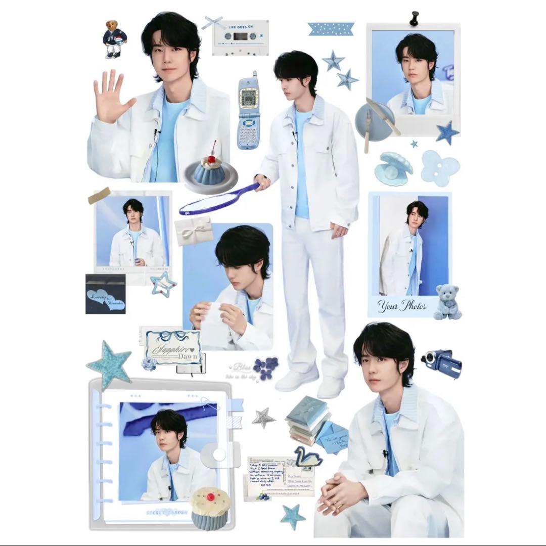 19×25cm 王一博 デザイン　転写耐油防水ステッカー　28枚