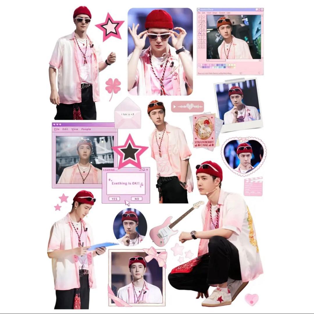 19×25cm 王一博 デザイン　転写耐油防水ステッカー　28枚